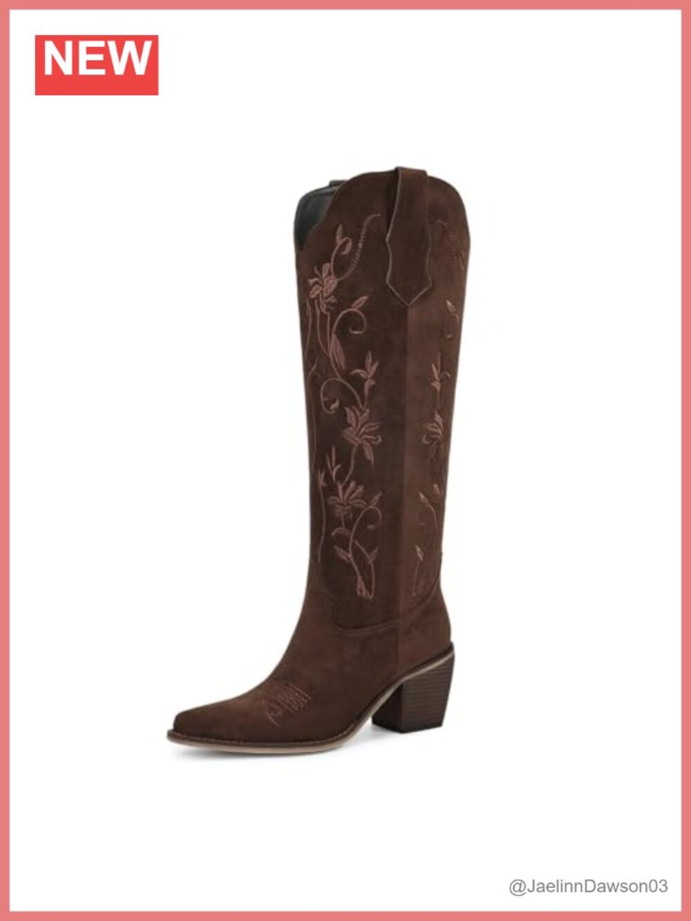 Womens Knee High Cowboy Boots Faux Suede Pointed Toe Western Pull On
